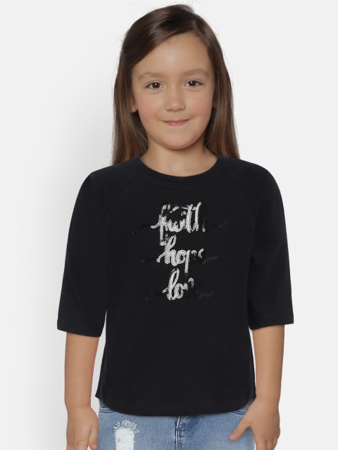 

Pepe Jeans Girls Black Printed Round Neck T-shirt