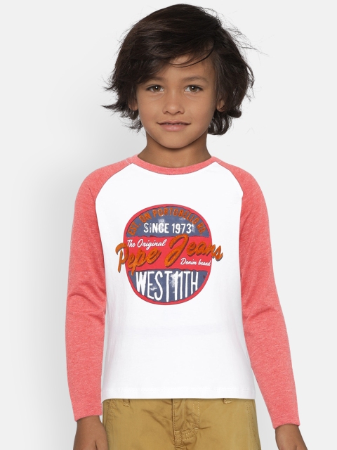 

Pepe Jeans Boys Red & White Printed Round Neck T-shirt