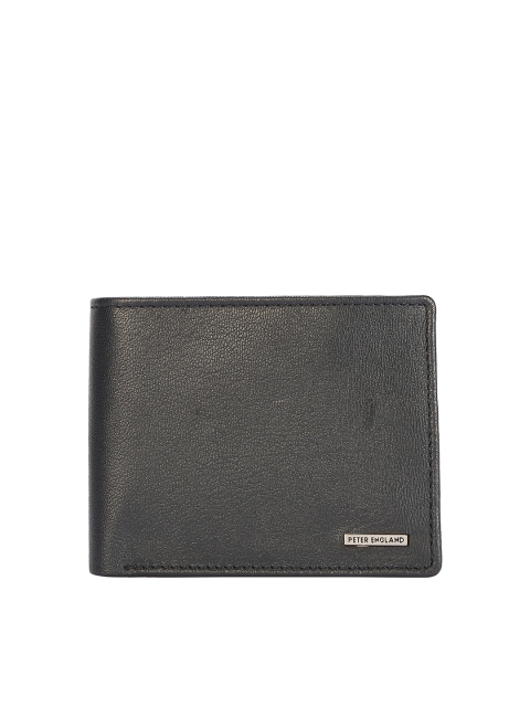 

Peter England Men Grey Solid Leather Two Fold Wallet
