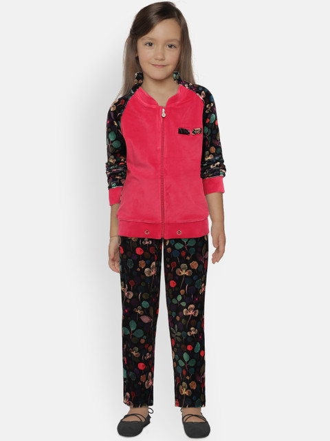 

Sweet Dreams Girls Red & Black Printed Tracksuit