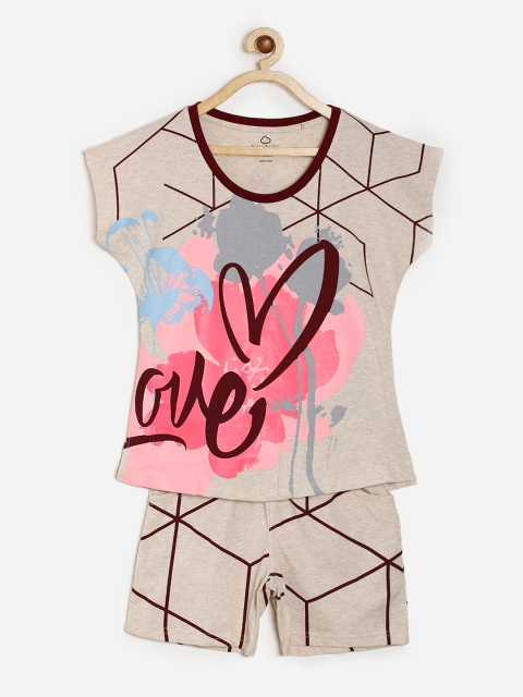 

Sweet Dreams Girls Beige Printed Night suit