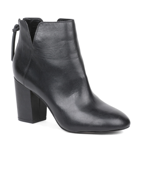 

ALDO Women Black Solid Leather Heeled Boots