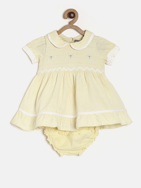 

Rock-a-Bye Baby Girls Yellow Self Design Fit and Flare Dress