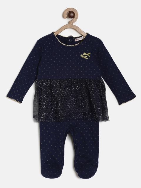 

Bonjour Bebe Girls Navy Blue Sleepsuit