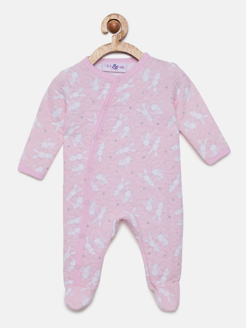 

Lily & Jack Girls Pink Quilted Printed Sleepsuits