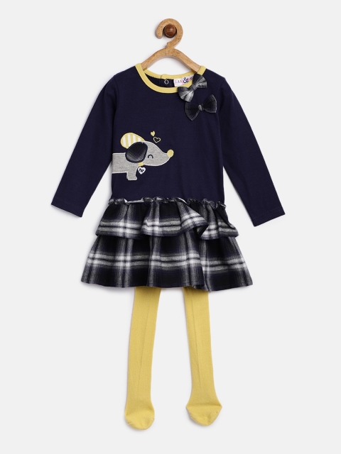 

Lily & Jack Girls Navy Blue & Yellow Solid Tunic with Leggings