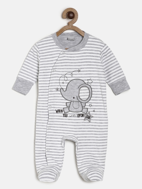 

Rock-a-Bye Baby Kids Grey & White Printed Sleepsuit