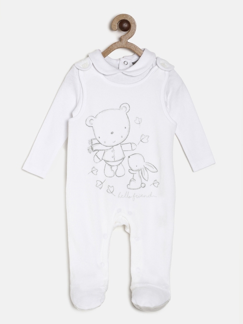 

Rock-a-Bye Baby Kids White Solid Sleepsuit & Tshirt