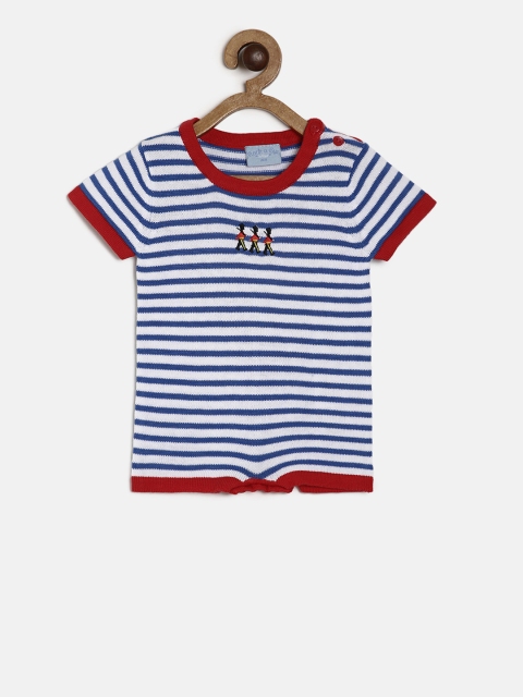 

Rock-a-Bye Baby Boys Blue & White Striped Rompers