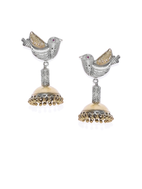 

AccessHer Silver-Toned & Bronze-Toned Contemporary Jhumkas