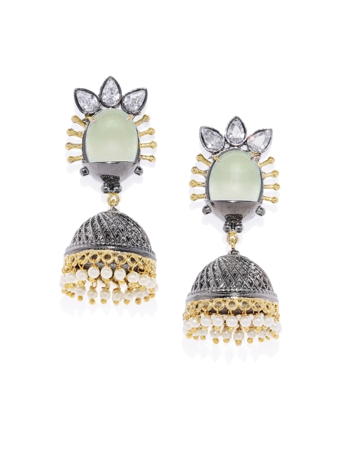 

AccessHer Silver-Plated & Gold-Toned Dome Shaped Jhumkas
