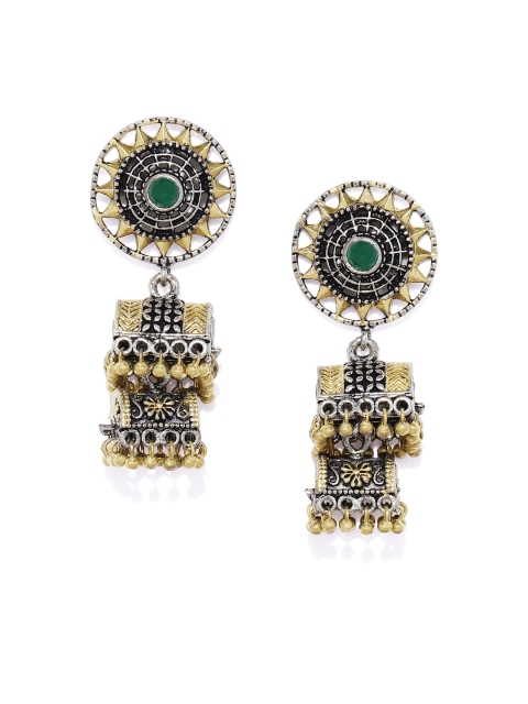 

AccessHer Silver-Toned & Gold-Toned Classic Drop Earrings