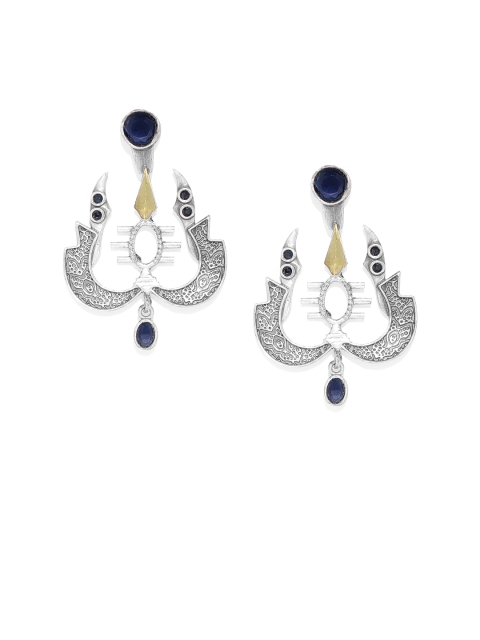 

AccessHer Silver-Toned Contemporary Drop Earrings