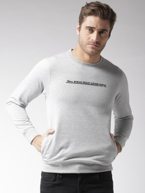 

Okane Men Grey Melange Solid Sweatshirt