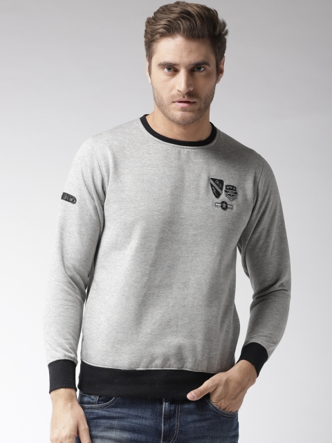 

Okane Men Grey Melange Solid Sweatshirt