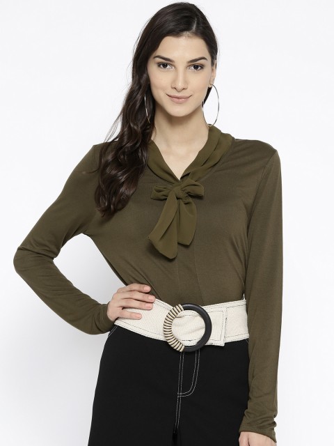 

United Colors of Benetton Women Olive Green Solid Top