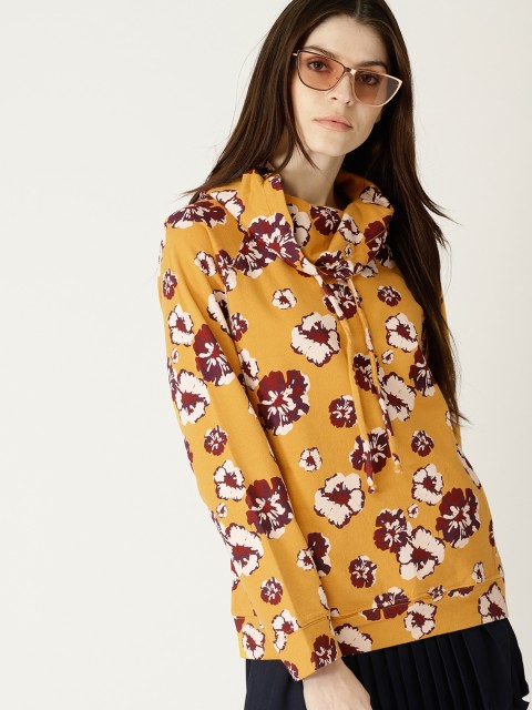 

United Colors of Benetton Women Mustard Yellow & Maroon Printed Sweatshirt