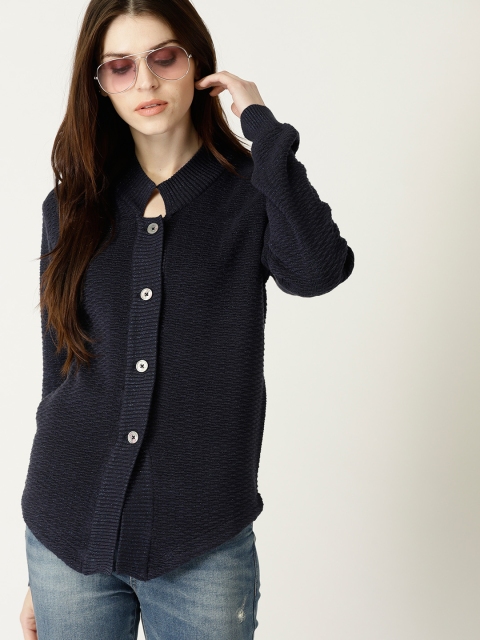 

United Colors of Benetton Women Navy Blue Solid Cardigan