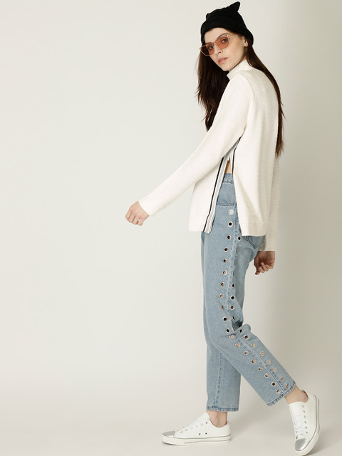 

United Colors of Benetton Women White Self-Design Sweatshirt