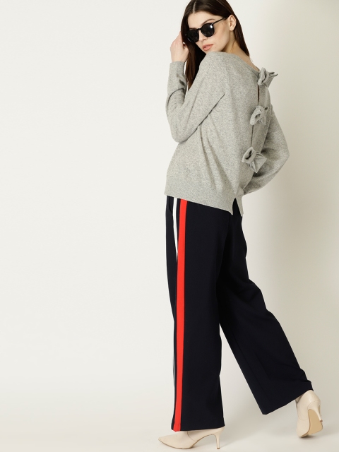 

United Colors of Benetton Women Grey Melange Styled Back Pullover