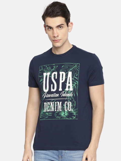 

U.S. Polo Assn. Denim Co. Men Navy Blue Printed Round Neck T-shirt