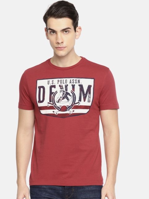 

U.S. Polo Assn. Denim Co. Men Red Printed Round Neck T-shirt