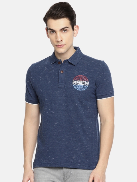 

U.S. Polo Assn. Denim Co. Men Navy Blue Printed Polo Collar T-shirt