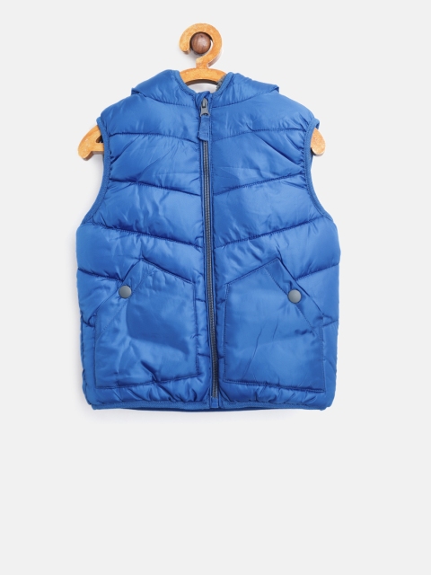 

Marks & Spencer Boys Blue Solid Hooded Sleeveless Puffer Jacket