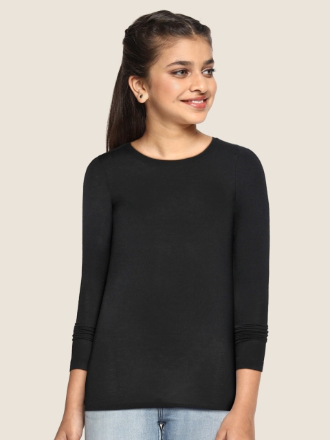 

Marks & Spencer Girls Black Solid Thermal T-shirt with Thermal Heatgen Technology