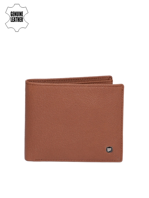 

Woods Men Tan Brown Textured Two Fold Leather Wallet