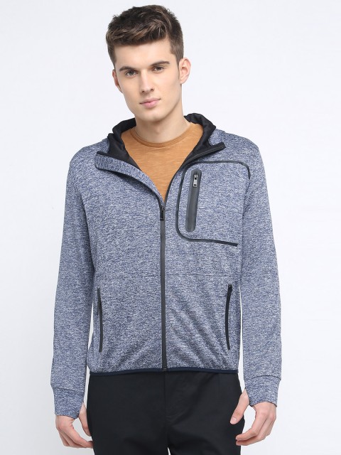 

Basics Men Blue Solid Open Front Jacket