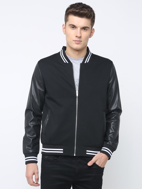 

Basics Men Black Solid Bomber Jacket