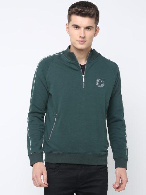 

Basics Men Green Solid Sweatshirt