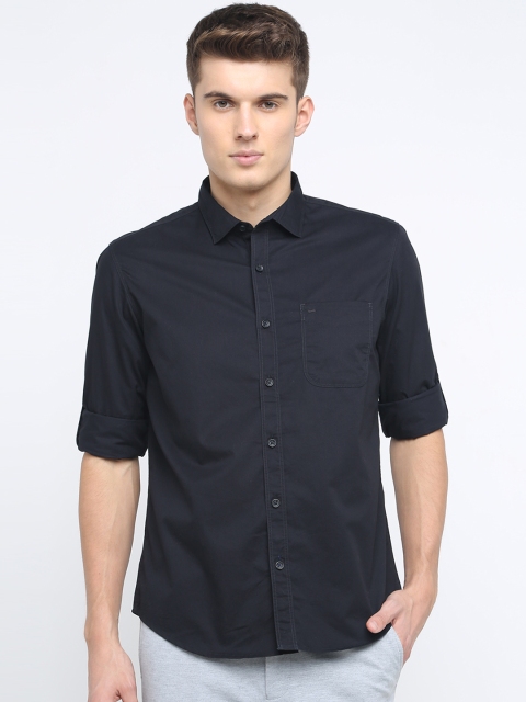 

Basics Men Black Slim Fit Solid Casual Shirt