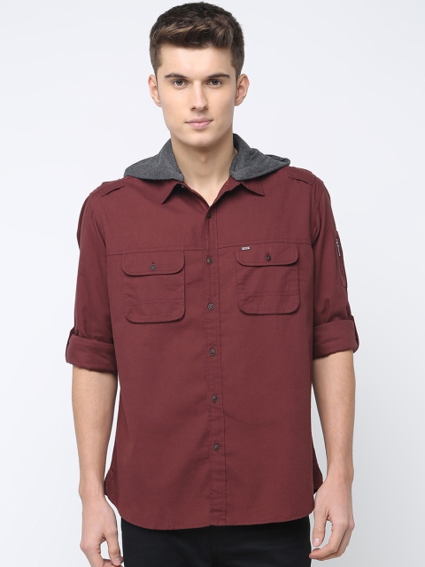 

Basics Men Red Slim Fit Solid Casual Shirt