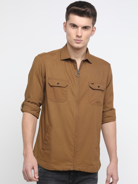 

Basics Men Brown Slim Fit Solid Casual Shirt