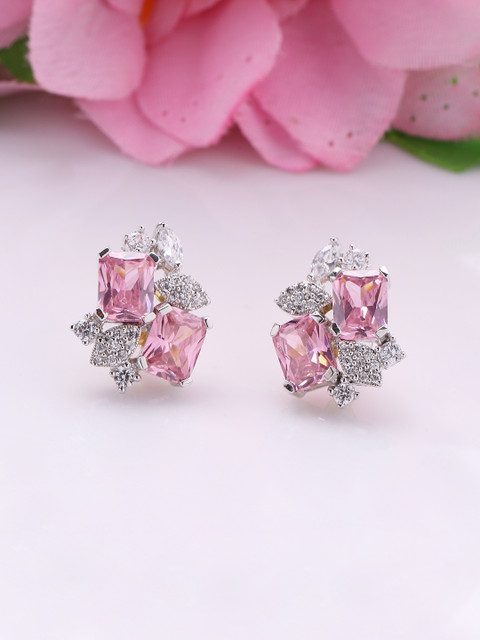 

Studio Voylla Silver-Toned & White Floral Studs