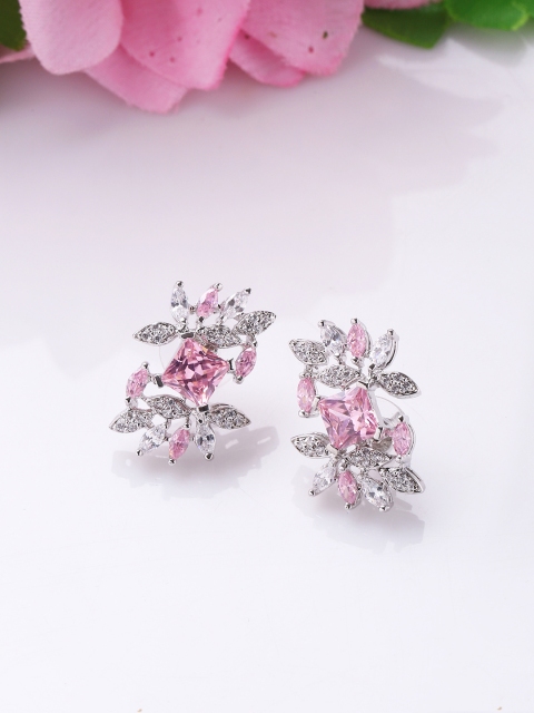 

Studio Voylla Silver-Toned & White Floral Studs