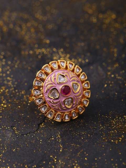 

Studio Voylla Women Gold-Plated & Pink Enamelled Ring