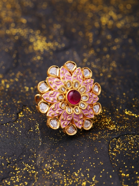

Studio Voylla Women Gold-Plated & Pink Enamelled Ring