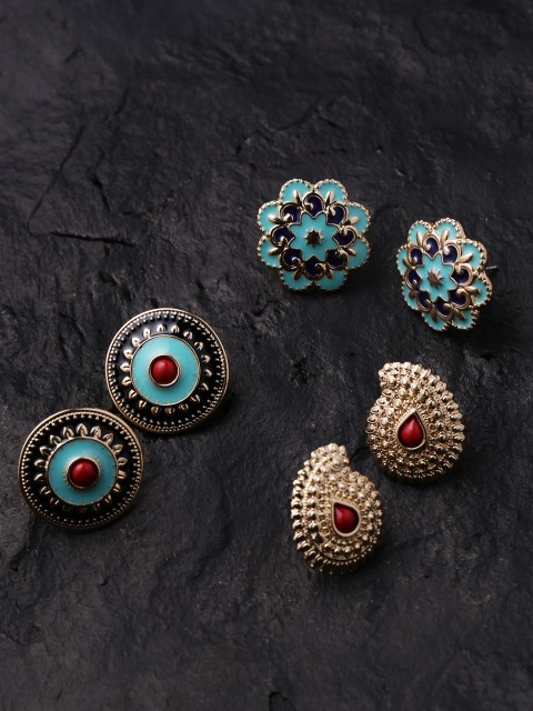

Voylla Women Set Of 3 Gold-Plated Handcrafted Studs
