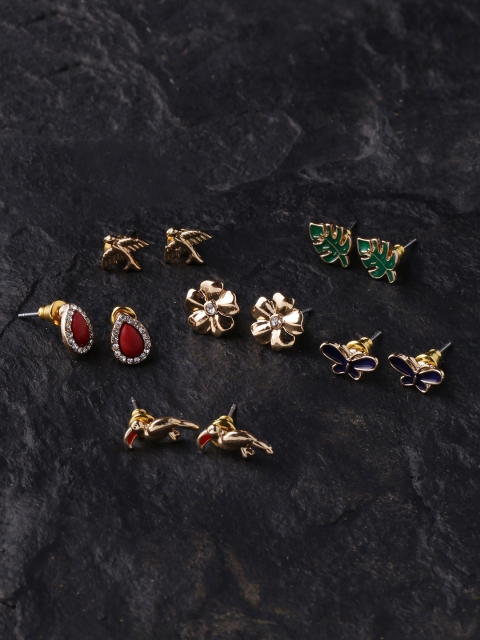 

Voylla Women Set Of 6 Gold-Plated Handcrafted Studs