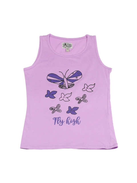 

The Talking Canvas Girls Lavender Printed Round Neck T-shirt