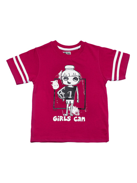 

The Talking Canvas Girls Magenta Printed Round Neck T-shirt