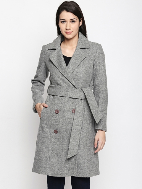 

Honey by Pantaloons Women Grey Solid Trench Coat