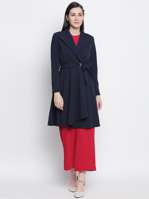 

Annabelle by Pantaloons Women Navy Blue Solid Open Front Jacket