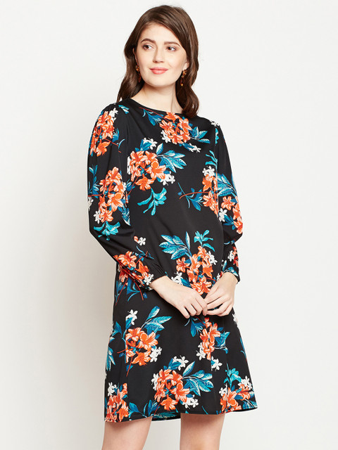 

RARE Women Black Printed Sheath Dress