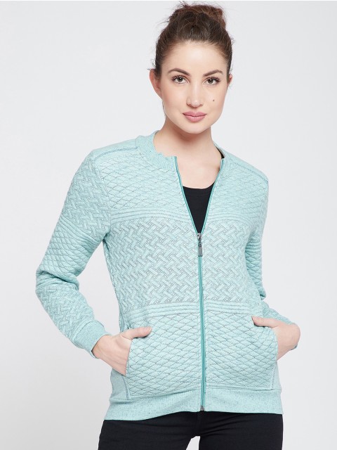 

RARE Women Sea Green Self Design Open Front Jacket