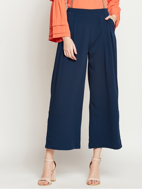 

RARE Women Blue Loose Fit Solid Culottes