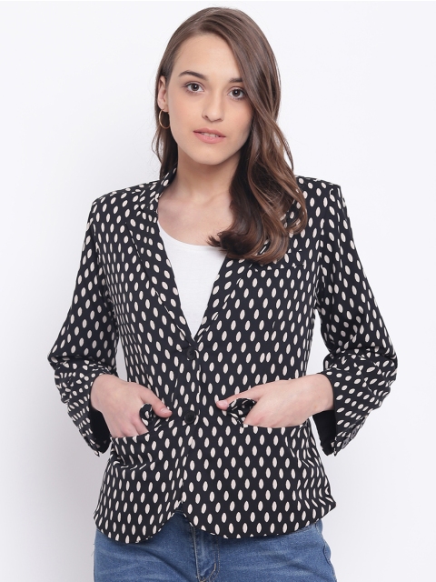 

The Gud Look Women Navy Blue Printed Single-Breasted Casual Blazer